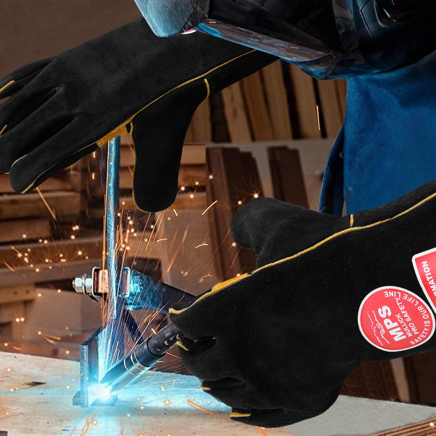 Fire Resistant Welding Gloves With Reinforced Black – MPS-020