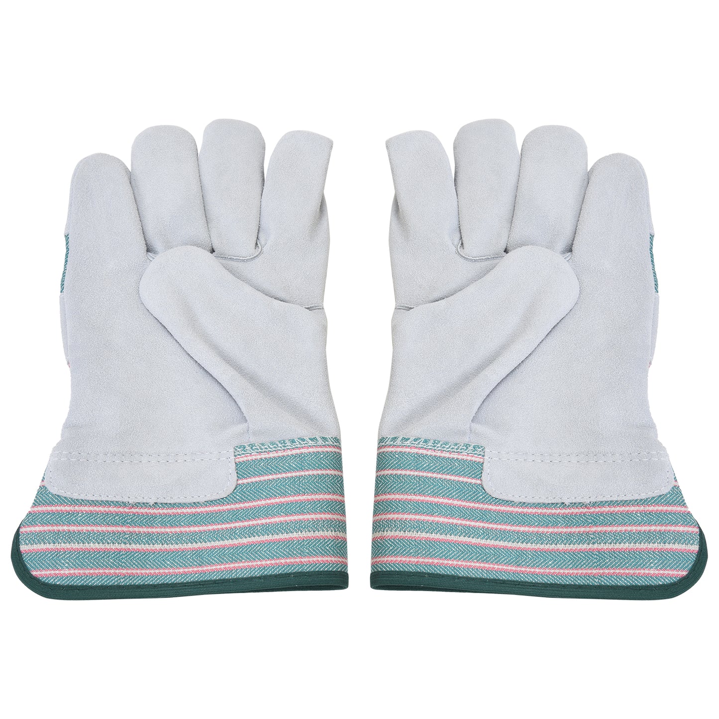 Leather Working Gloves Grey and Green Strip MPS-106