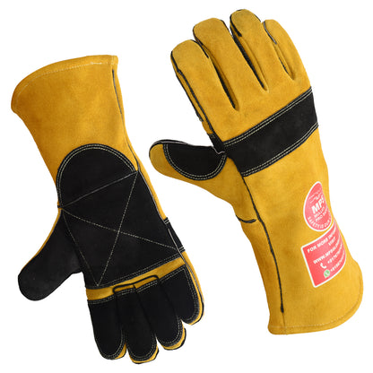 Heat Resistant Safety Welding Gloves Yellow Black- MPS002