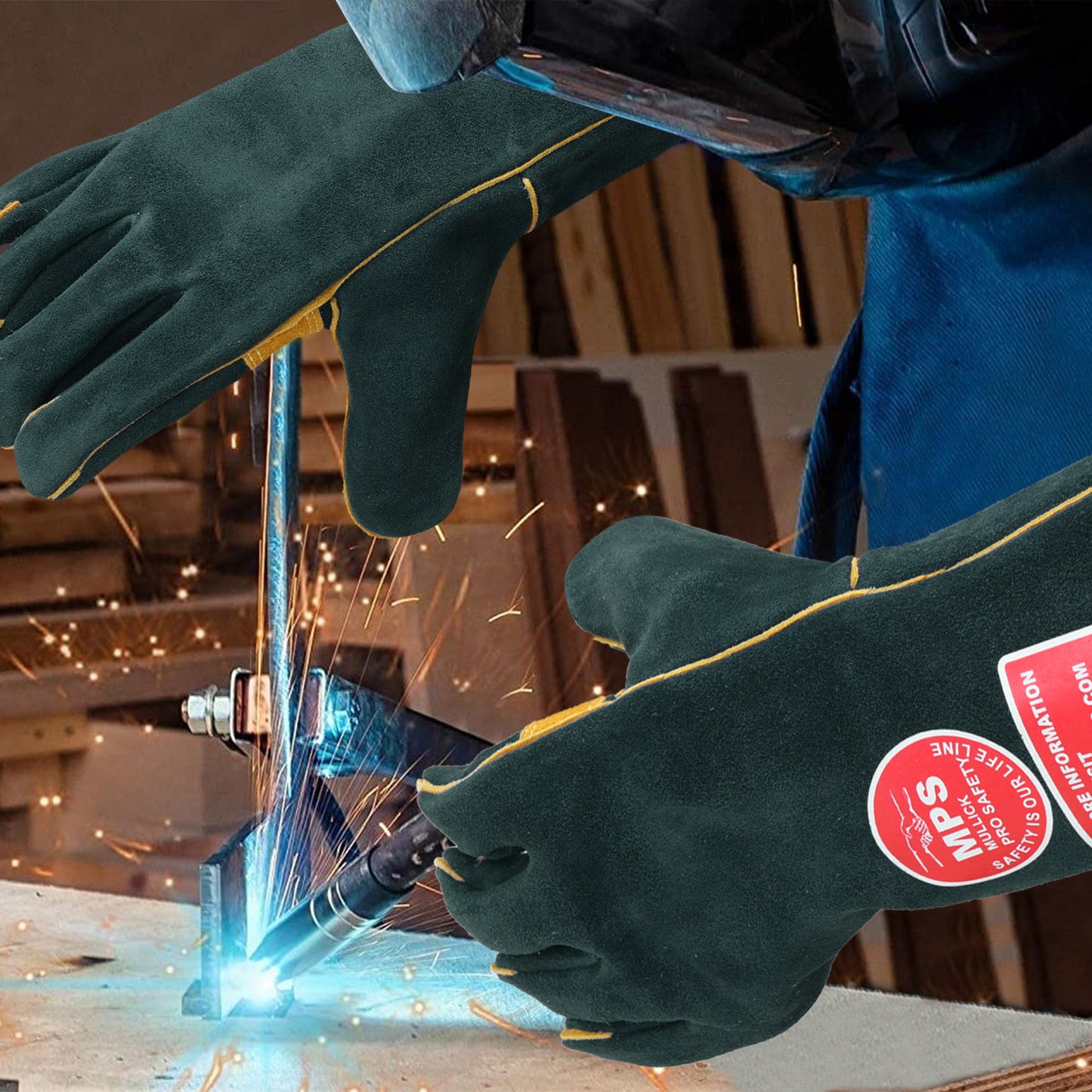 Fire Resistant Welding Gloves With Reinforced Green – MPS023