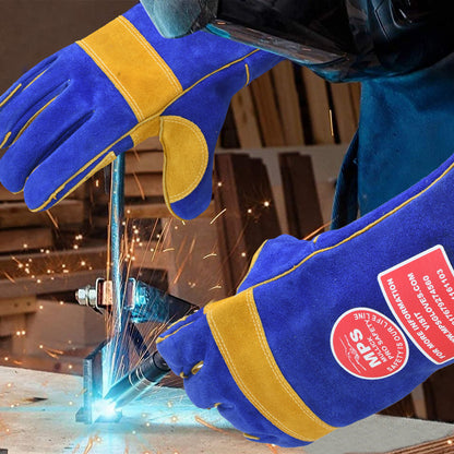 Heat Resistant Safety Welding Gloves Blue Yellow – MPS003