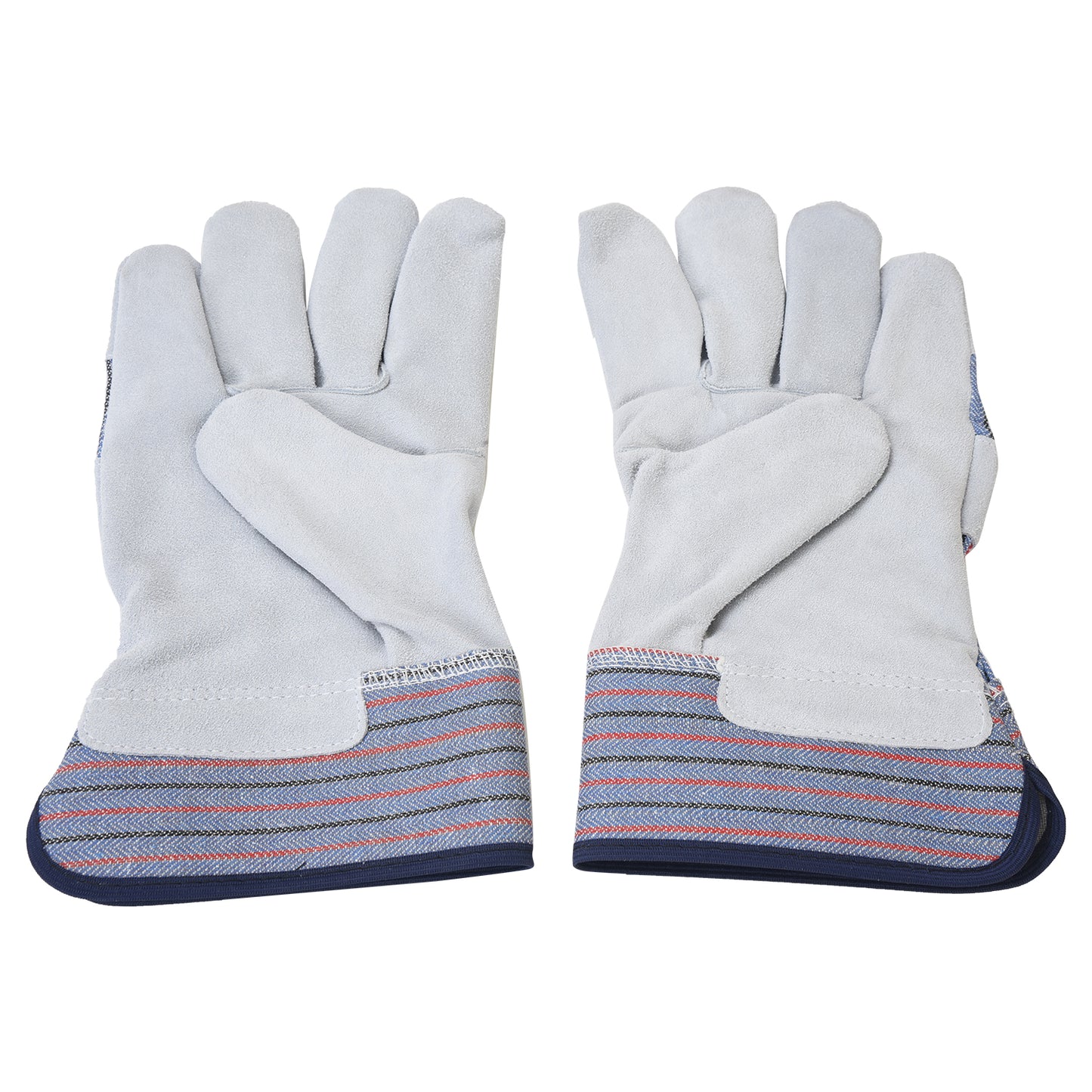 Leather Working Gloves Grey and Blue Strip MPS-105