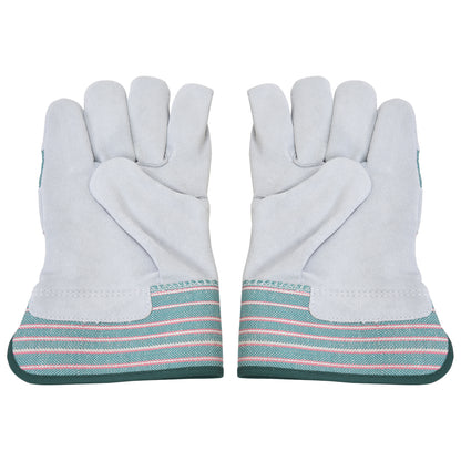 Leather Working Gloves Grey and Green Strip MPS-106