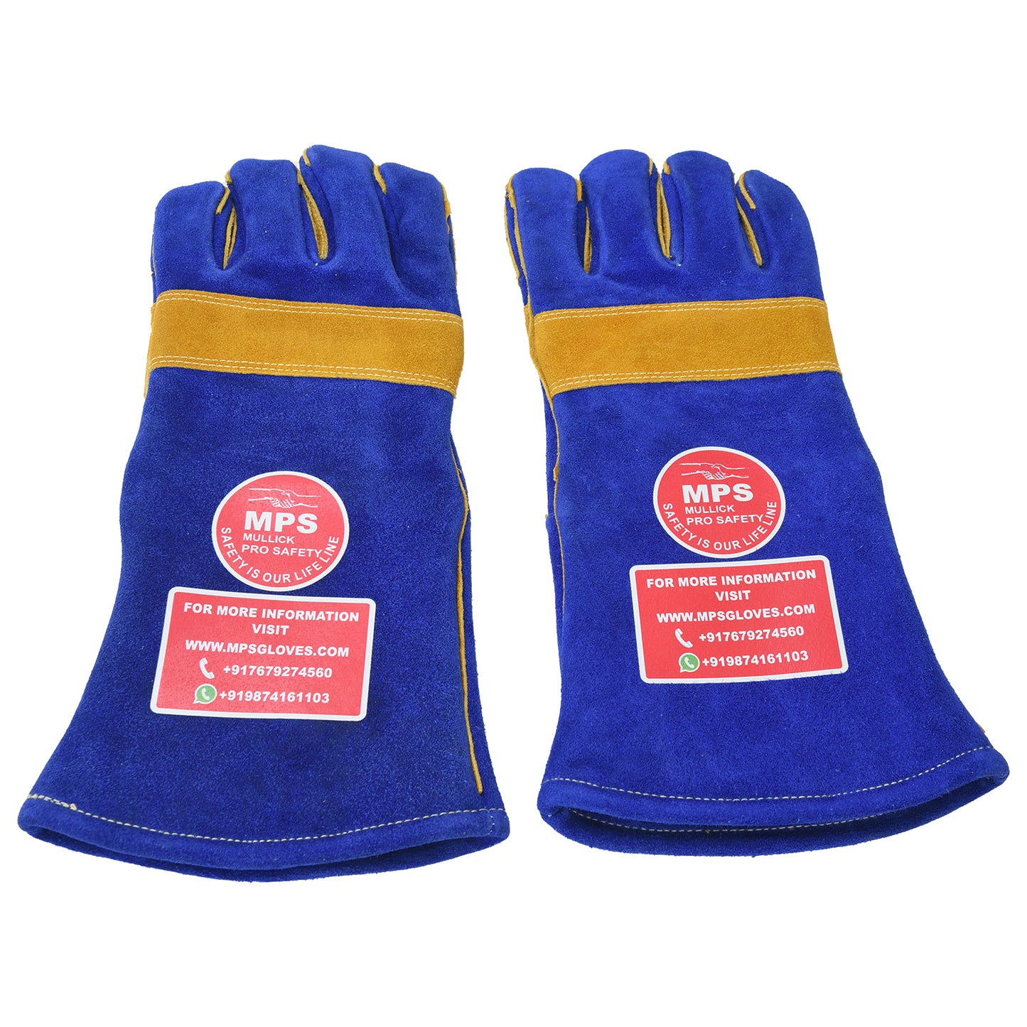 Heat Resistant Safety Welding Gloves Blue Yellow – MPS003