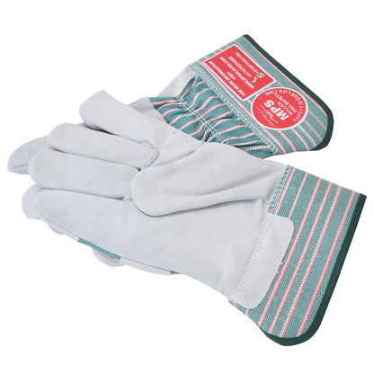 Leather Working Gloves Grey and Green Strip MPS-106