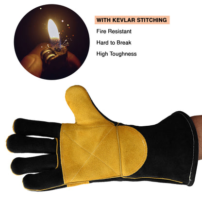 Fire Resistant Safety Welding Gloves Black Yellow – MPS011