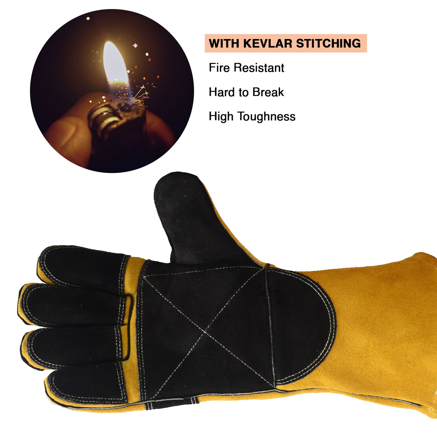 Heat Resistant Safety Welding Gloves Yellow Black- MPS002