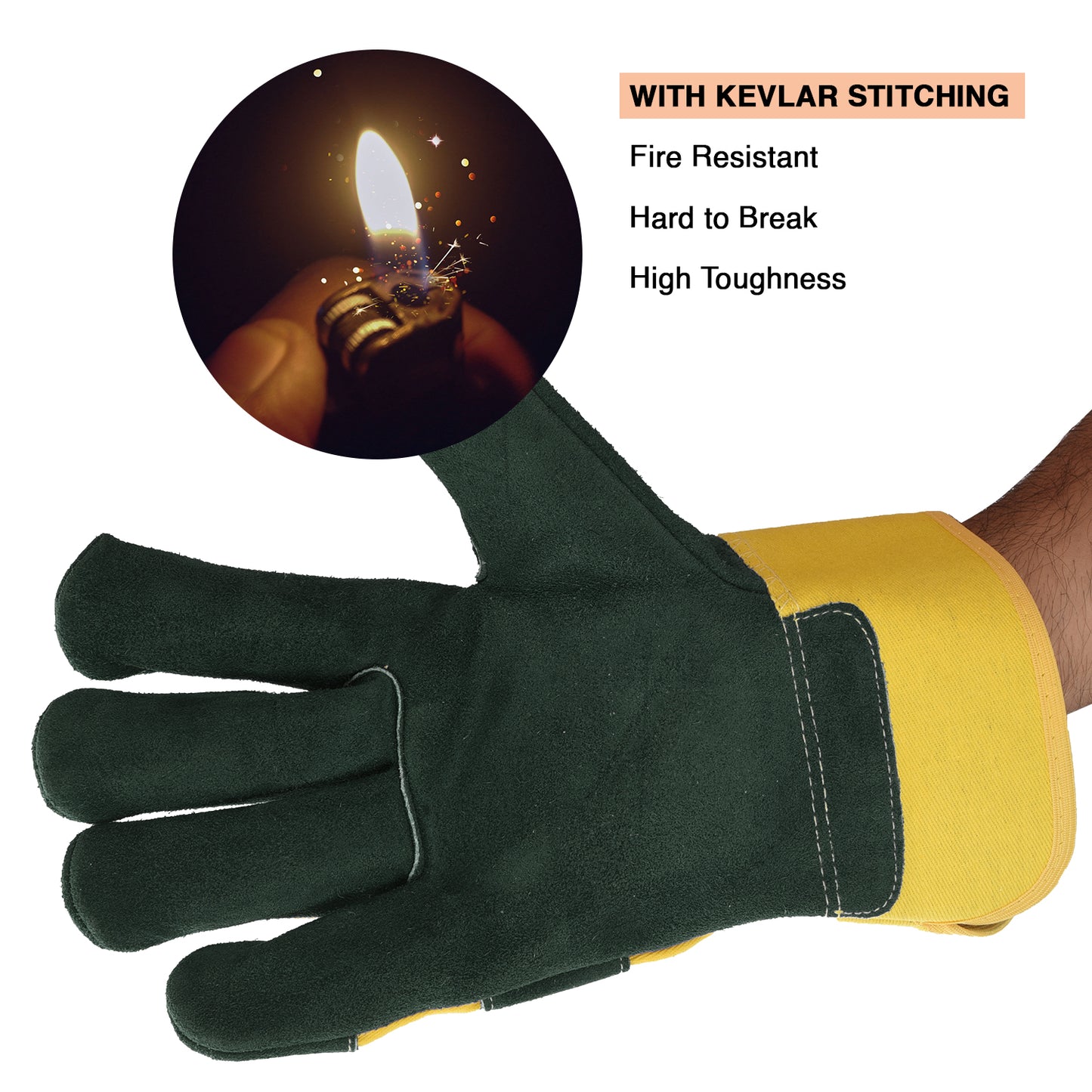 Leather Working Gloves Green MPS102