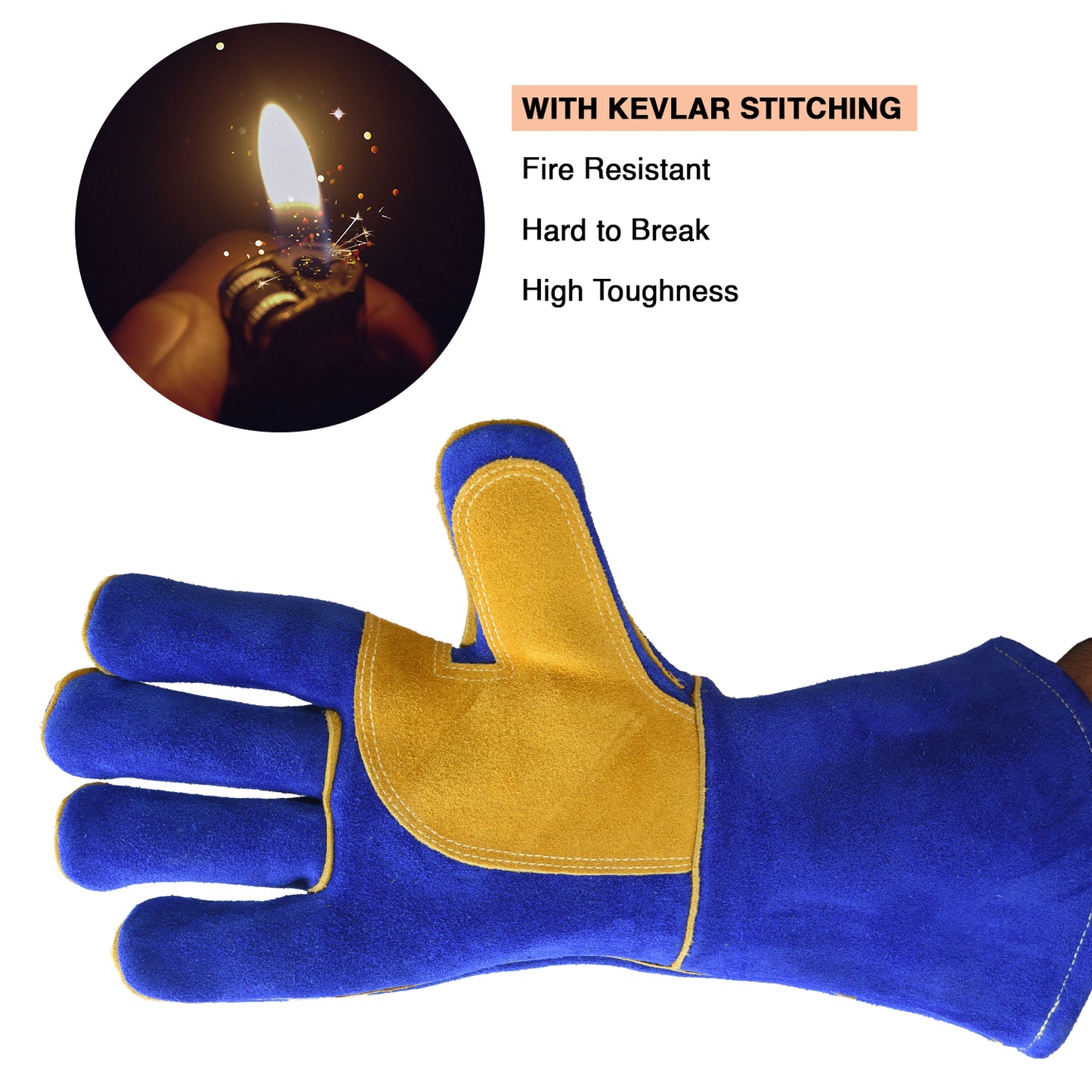 Fire Resistant Welding Gloves With Reinforced Blue – MPS-021