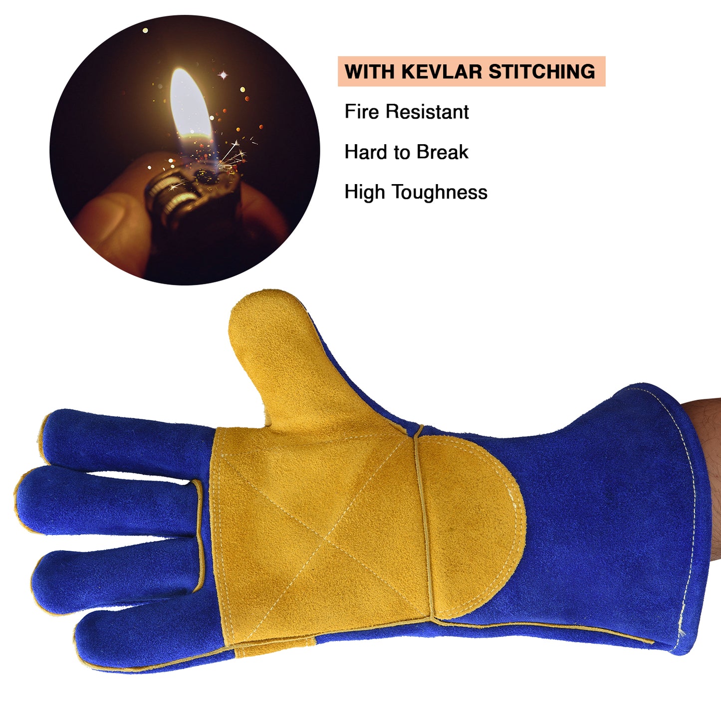 Fire Resistant Safety Welding Gloves Blue Yellow – MPS010