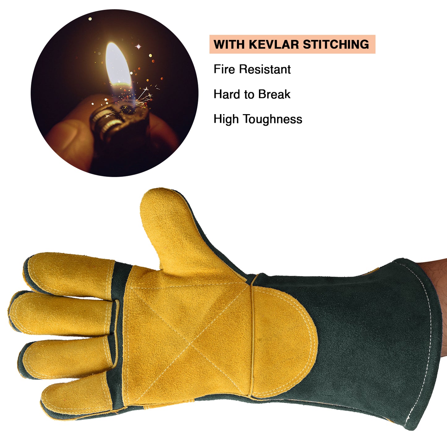 Heat Resistant Safety Welding Gloves Green Yellow – MPS004