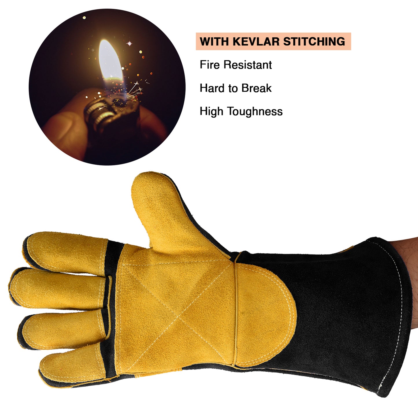 Heat Resistant Safety Welding Gloves Black Yellow – MPS001