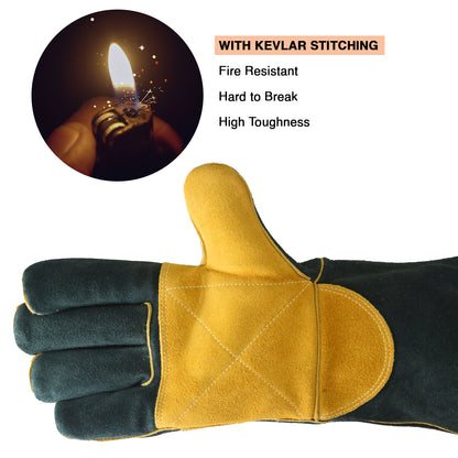 Fire Resistant Safety Welding Gloves Green Yellow – MPS013