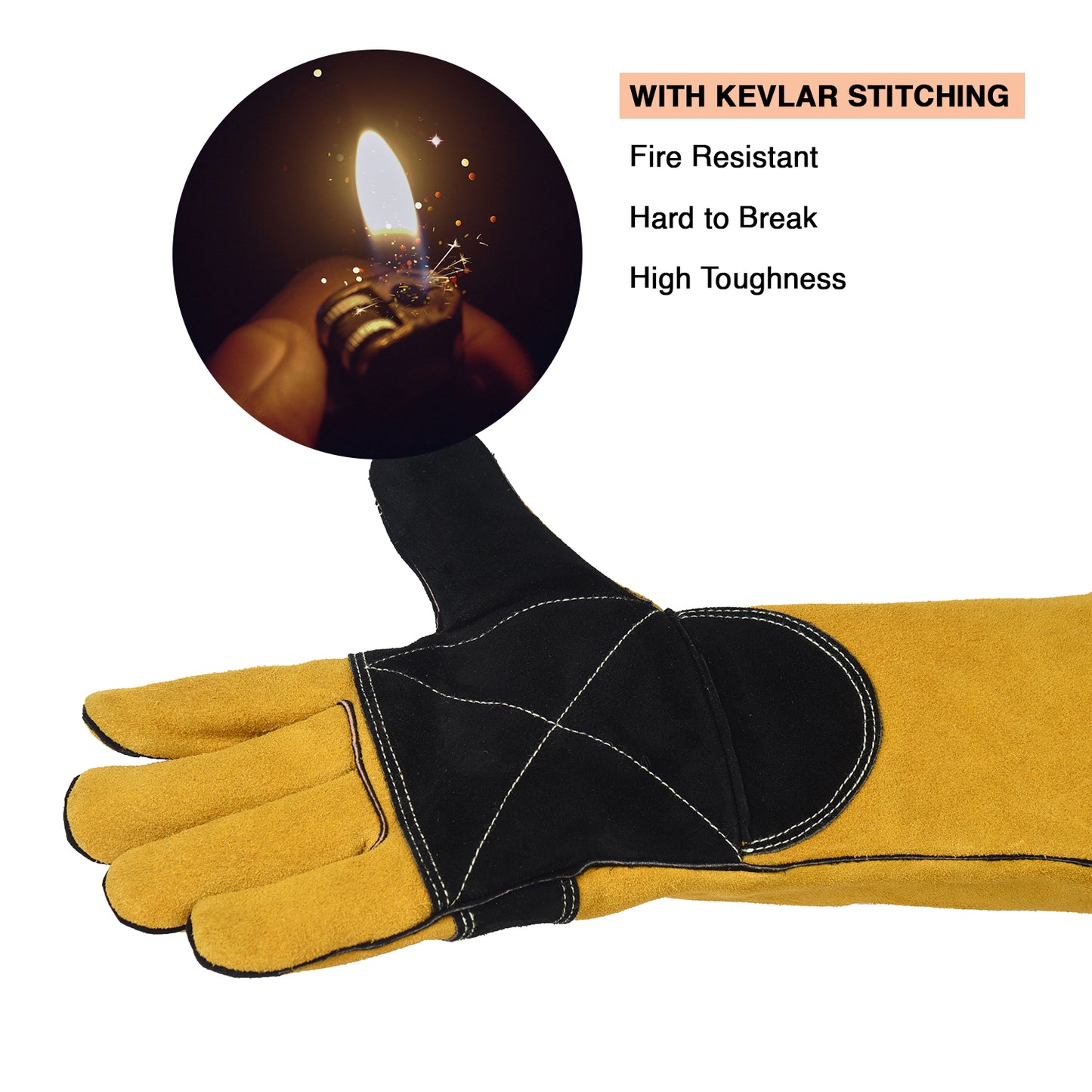 Fire Resistant Safety Welding Gloves Yellow Black – MPS012