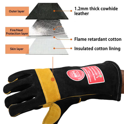 Fire Resistant Safety Welding Gloves Black Yellow – MPS011