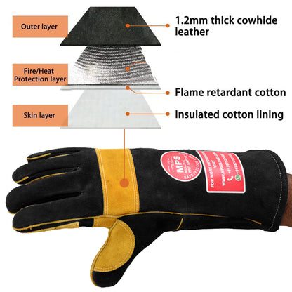 Heat Resistant Safety Welding Gloves Black Yellow – MPS001