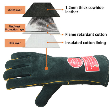 Leather Welding Gloves Green MPS-033