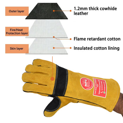 Fire Resistant Safety Welding Gloves Yellow Black – MPS012