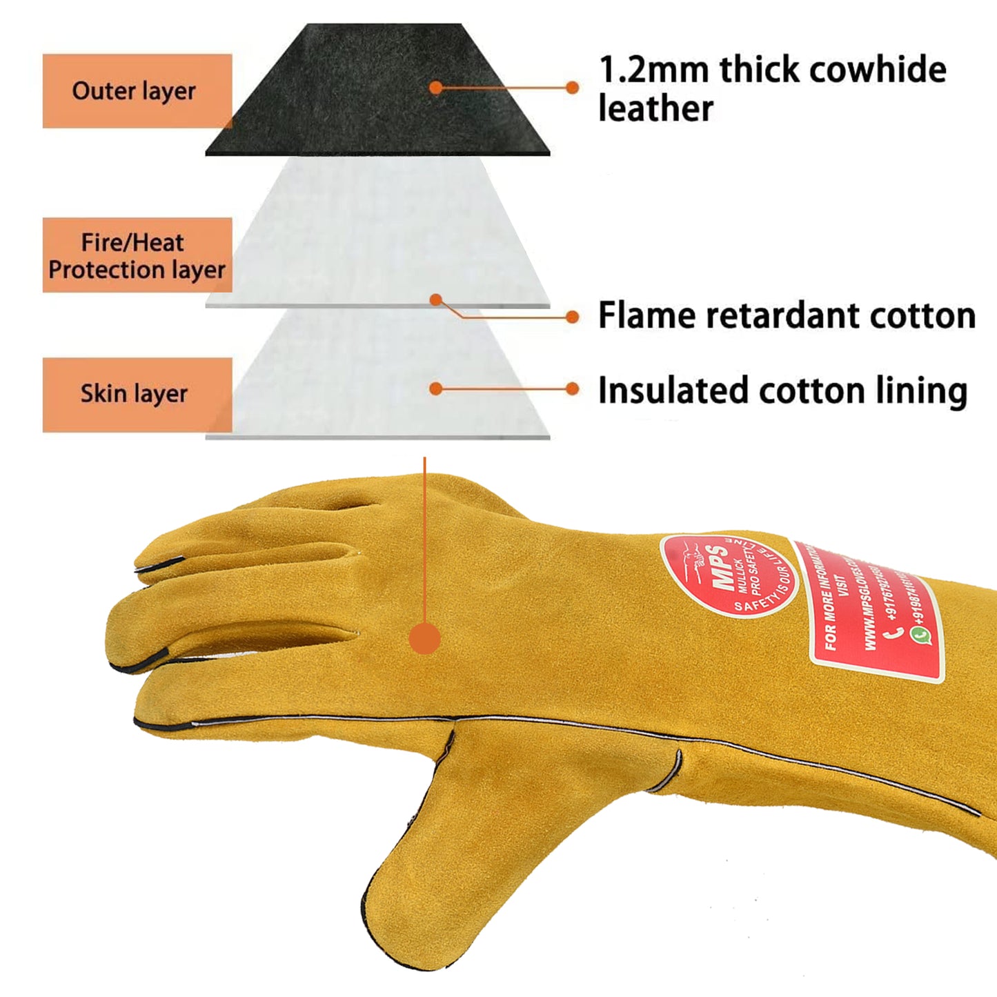 Leather Welding Gloves Yellow MPS-032