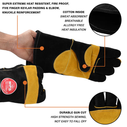 Fire Resistant Safety Welding Gloves Black Yellow – MPS011