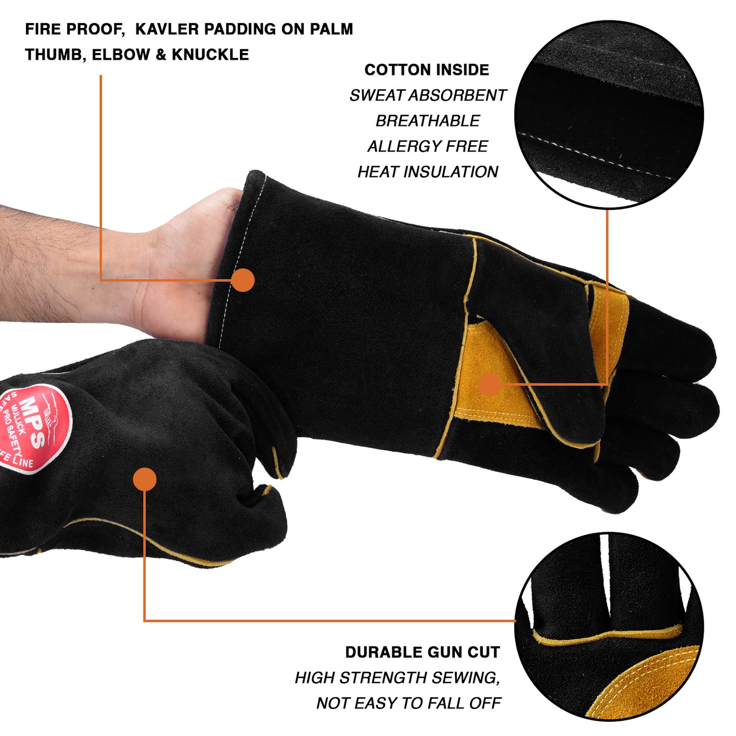 Fire Resistant Welding Gloves With Reinforced Black – MPS-020