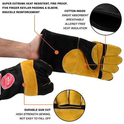 Heat Resistant Safety Welding Gloves Black Yellow – MPS001