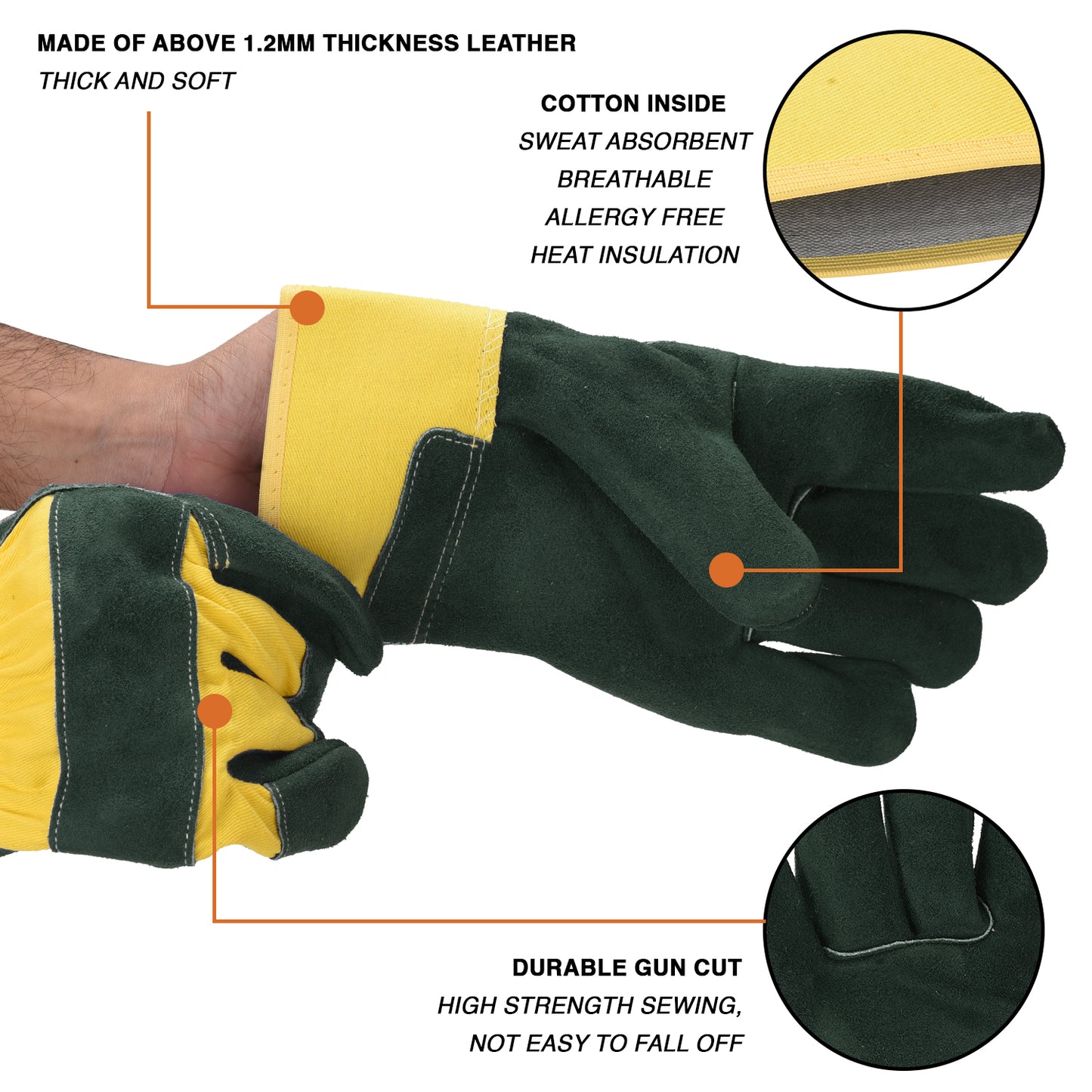 Leather Working Gloves Green MPS102