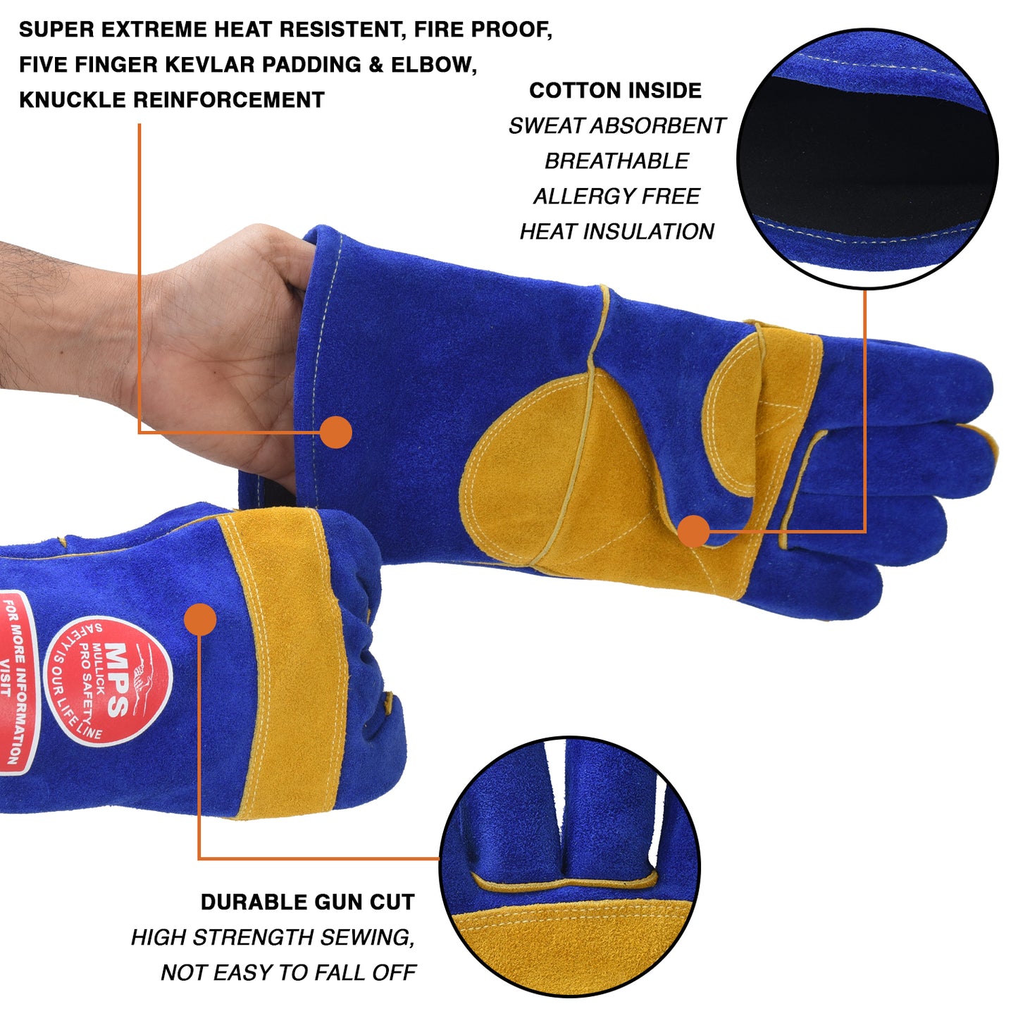 Fire Resistant Safety Welding Gloves Blue Yellow – MPS010