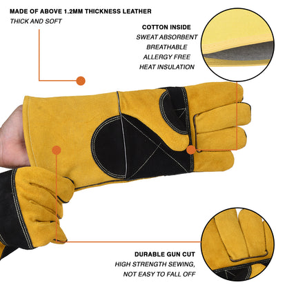 Fire Resistant Safety Welding Gloves Yellow Black – MPS012