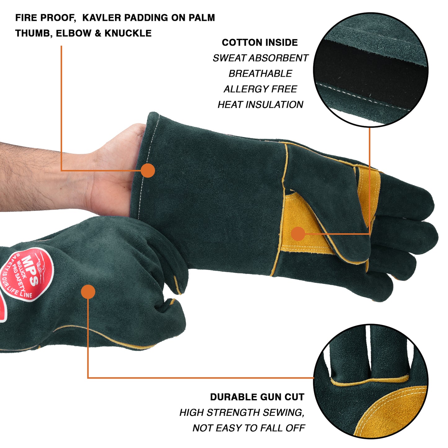 Fire Resistant Welding Gloves With Reinforced Green – MPS023