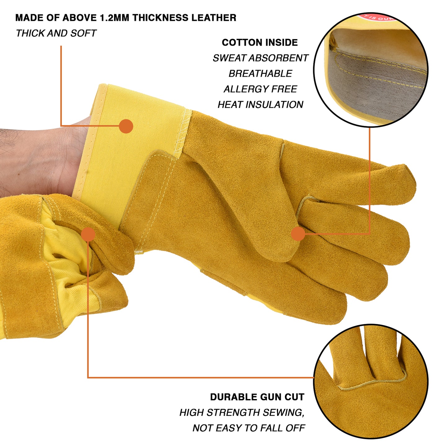 Leather Working Gloves Yellow MPS103