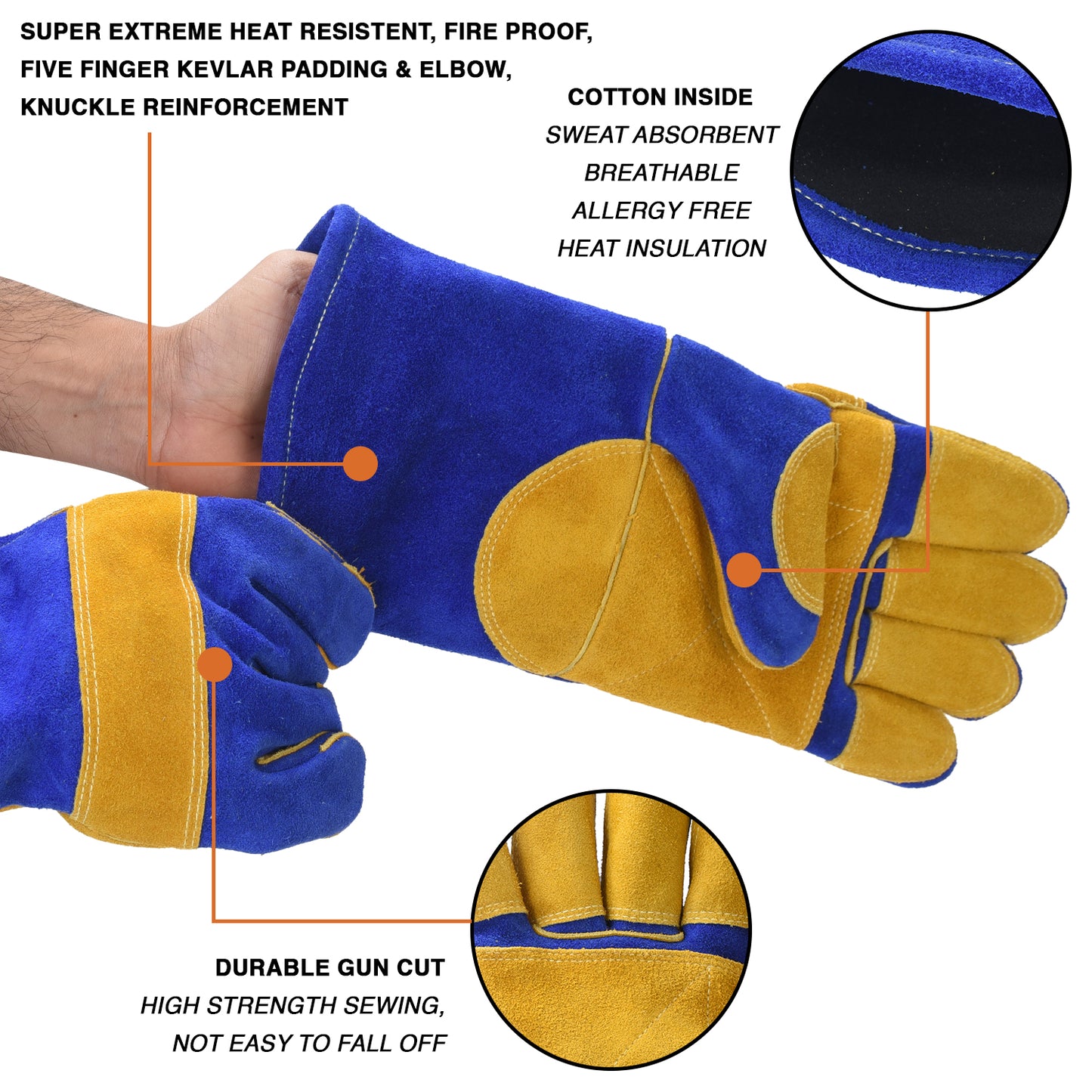 Heat Resistant Safety Welding Gloves Blue Yellow – MPS003