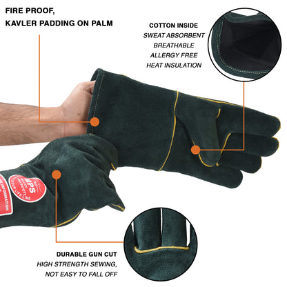 Leather Welding Gloves Green MPS-033