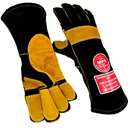 Heat Resistant Safety Welding Gloves Black Yellow – MPS001