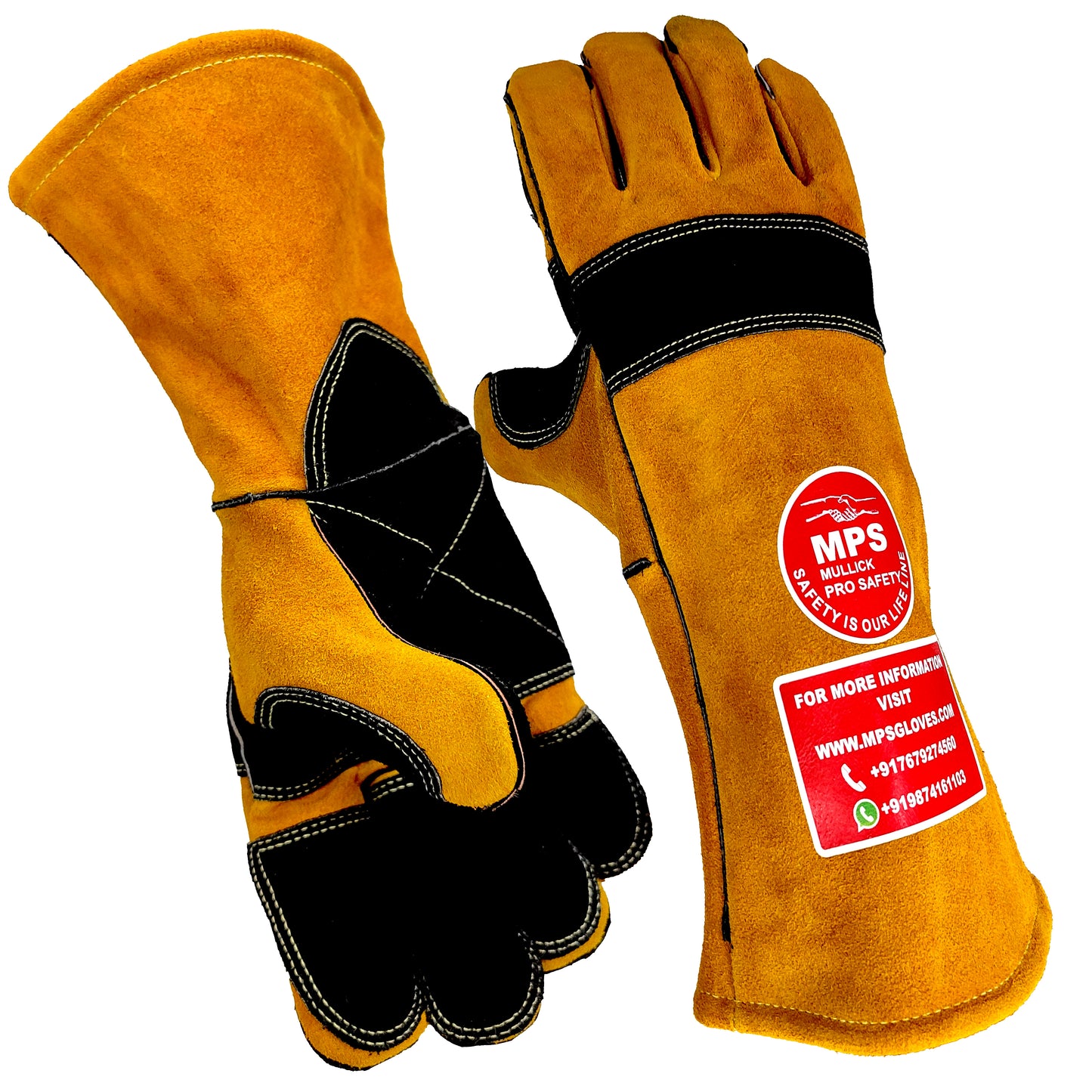 Heat Resistant Safety Welding Gloves Yellow Black- MPS002