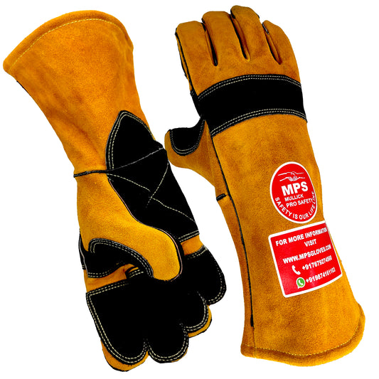 Heat Resistant Safety Welding Gloves Yellow Black- MPS002