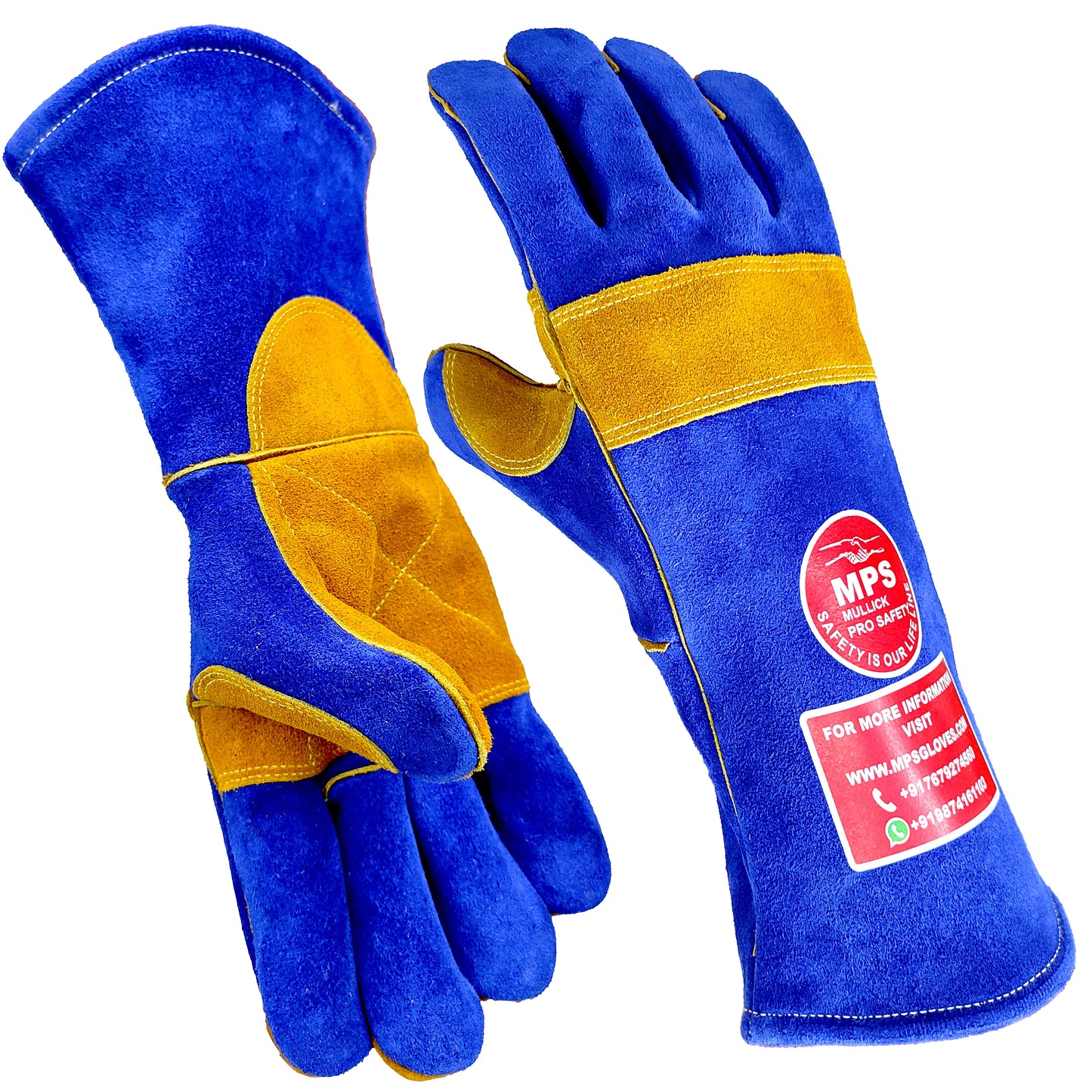 Fire Resistant Safety Welding Gloves Blue Yellow – MPS010