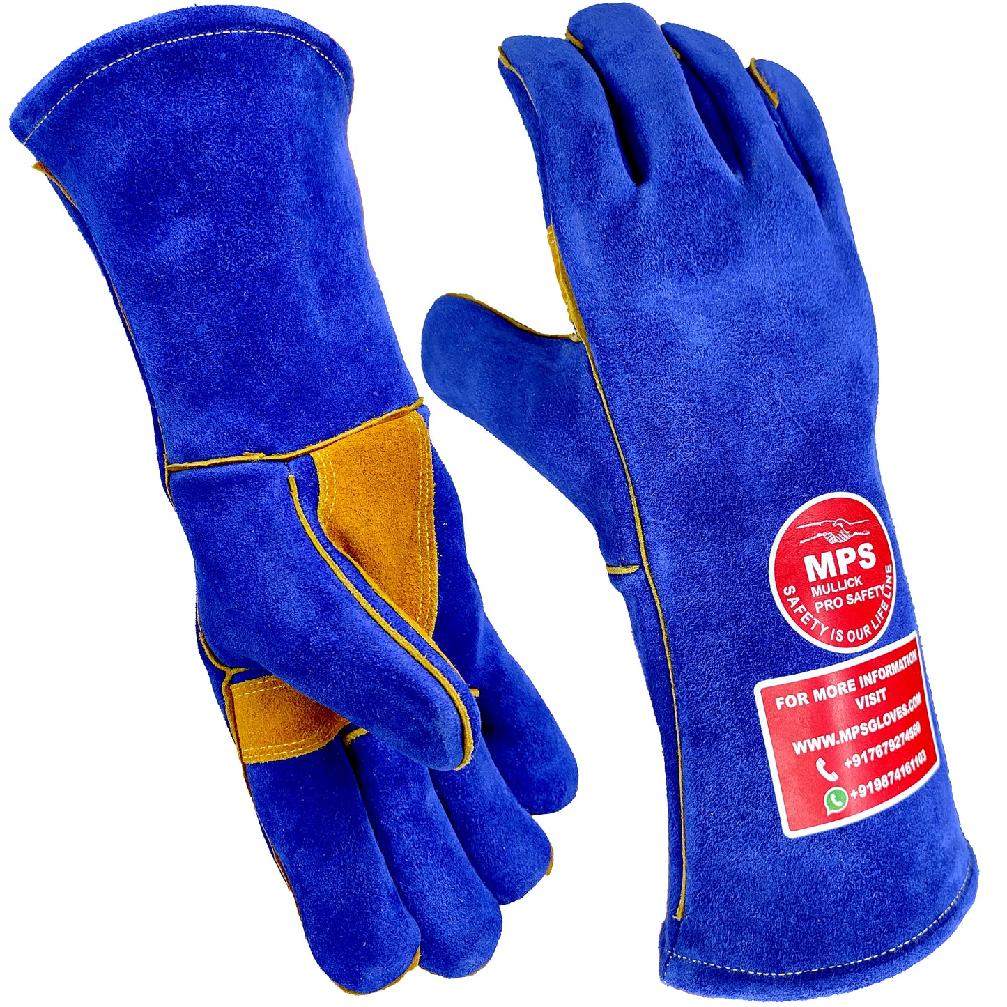 Fire Resistant Welding Gloves With Reinforced Blue – MPS-021