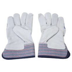 LEATHER WORKING GLOVES GREY AND BLUE STRIP MPS-105