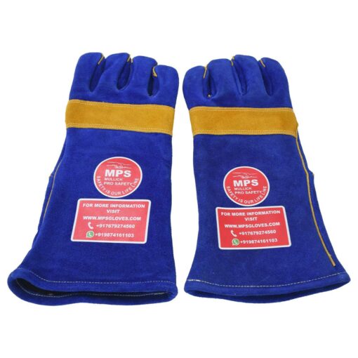 FIRE RESISTANT SAFETY WELDING GLOVES BLUE YELLOW - MPS010