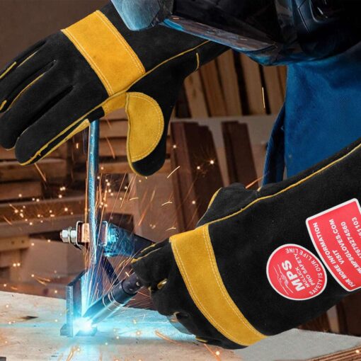 HEAT RESISTANT SAFETY WELDING GLOVES BLACK YELLOW - MPS001