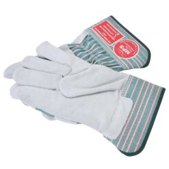 LEATHER WORKING GLOVES GREY AND GREEN STRIP MPS-106