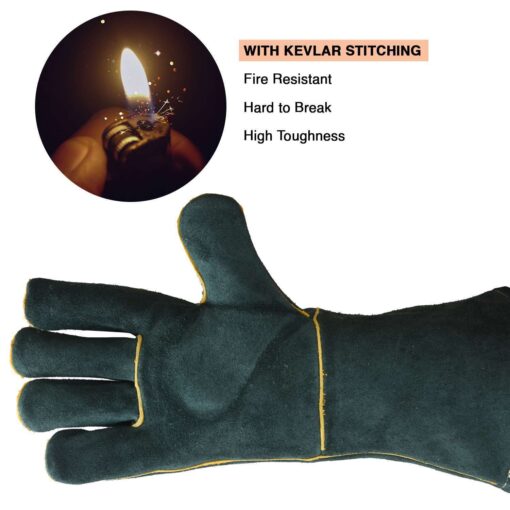 LEATHER WELDING GLOVES GREEN MPS-033