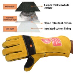 HEAT RESISTANT SAFETY WELDING GLOVES YELLOW BLACK- MPS002
