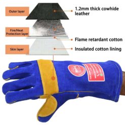FIRE RESISTANT SAFETY WELDING GLOVES BLUE YELLOW - MPS010