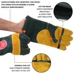 HEAT RESISTANT SAFETY WELDING GLOVES GREEN YELLOW - MPS004