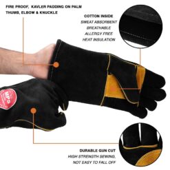 FIRE RESISTANT WELDING GLOVES WITH REINFORCED BLACK - MPS-020