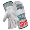 LEATHER WORKING GLOVES GREY AND GREEN STRIP MPS-106
